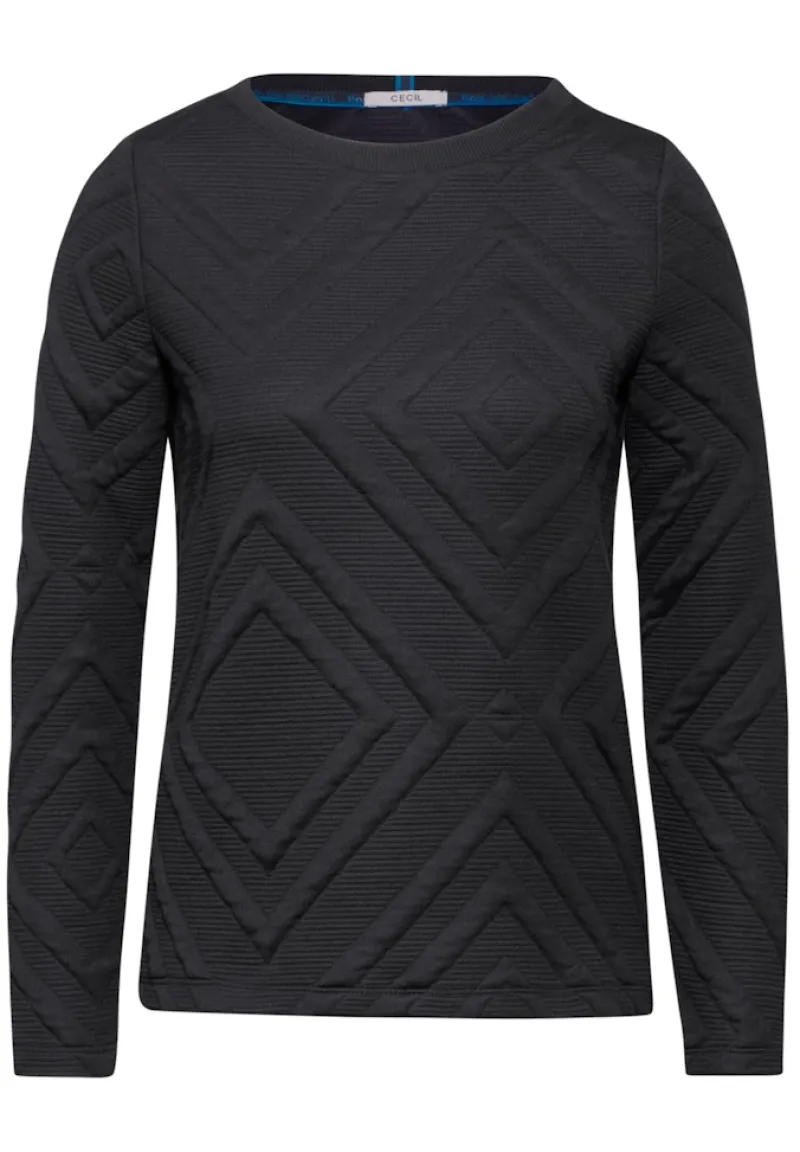 Cecil Pullover & Sweatshirts*Shirt mit 3D Strukturmuster deep charcoal grey