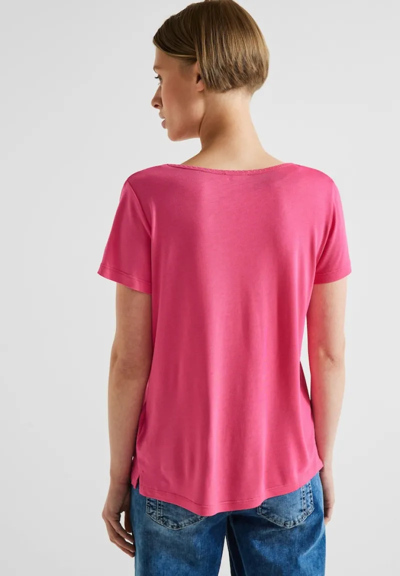 Street One Shirts*Shirt mit Dekosaum berry rose