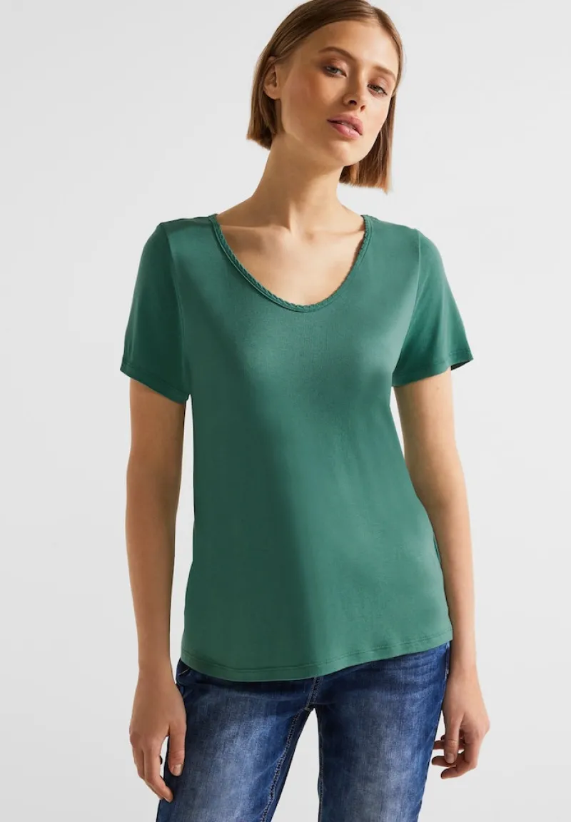 Street One Shirts*Shirt mit Dekosaum lagoon green