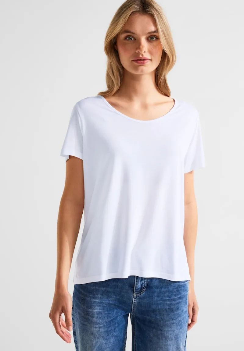 Street One Shirts*Shirt mit Dekosaum white