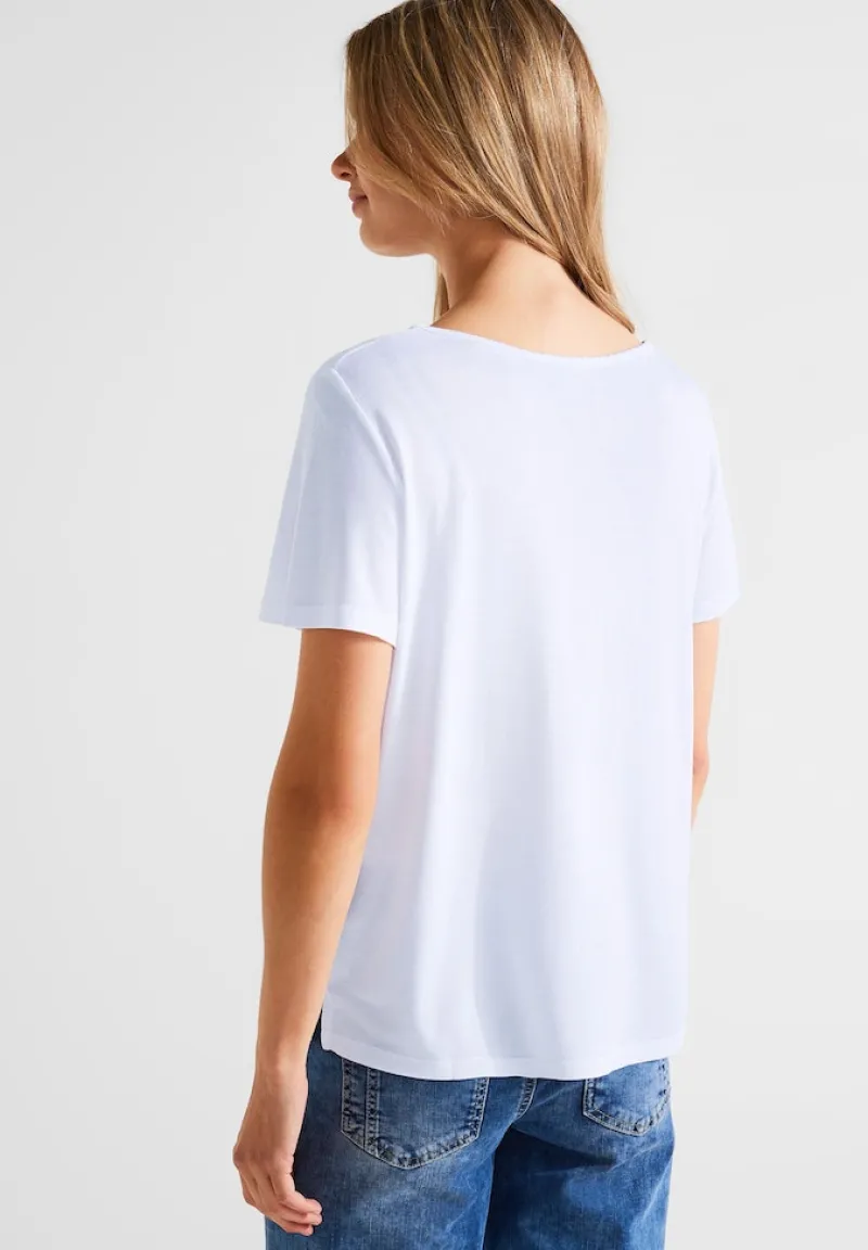 Street One Shirts*Shirt mit Dekosaum white