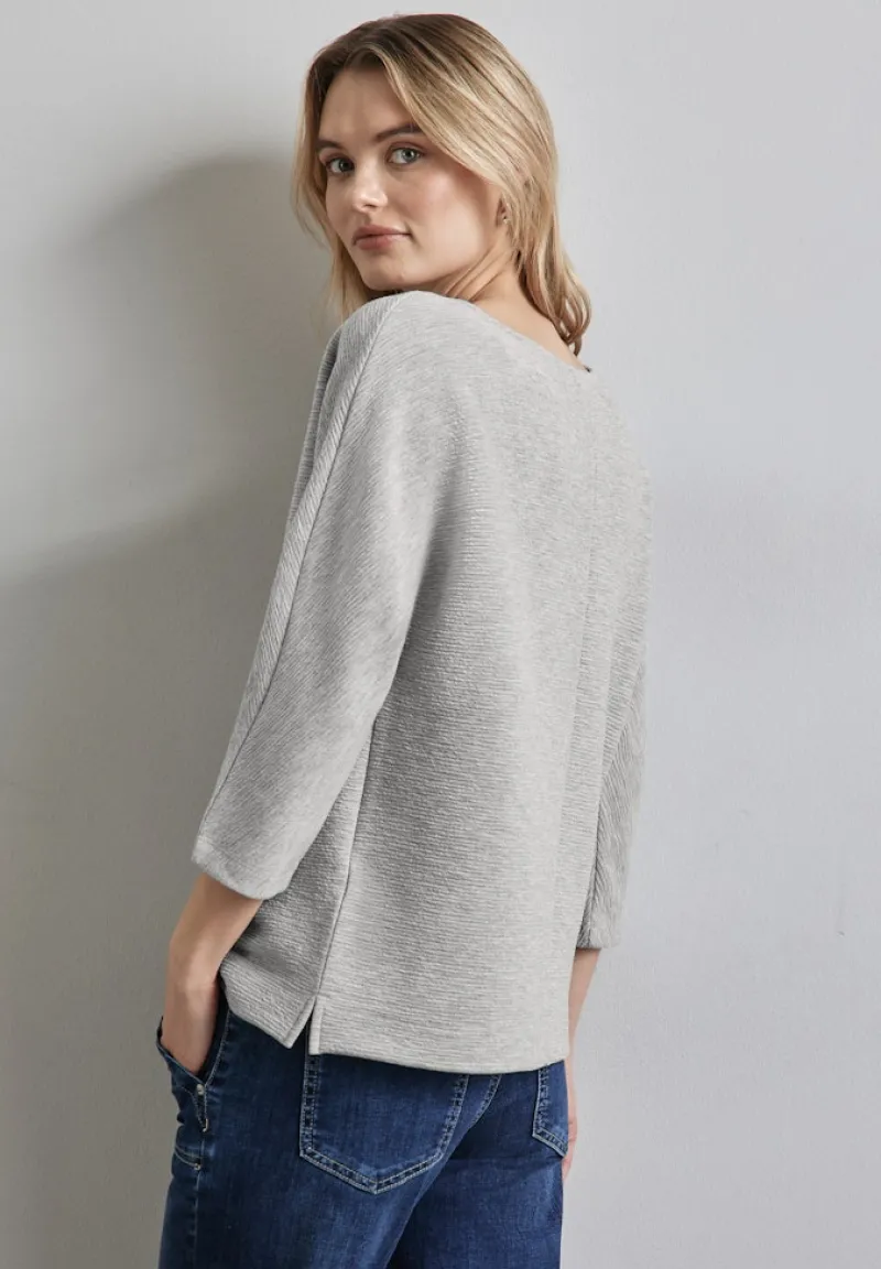 Street One Pullover & Sweatshirts*Shirt mit feiner Struktur heather grey mel.