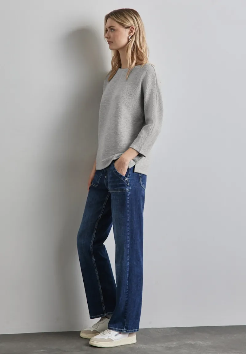 Street One Pullover & Sweatshirts*Shirt mit feiner Struktur heather grey mel.