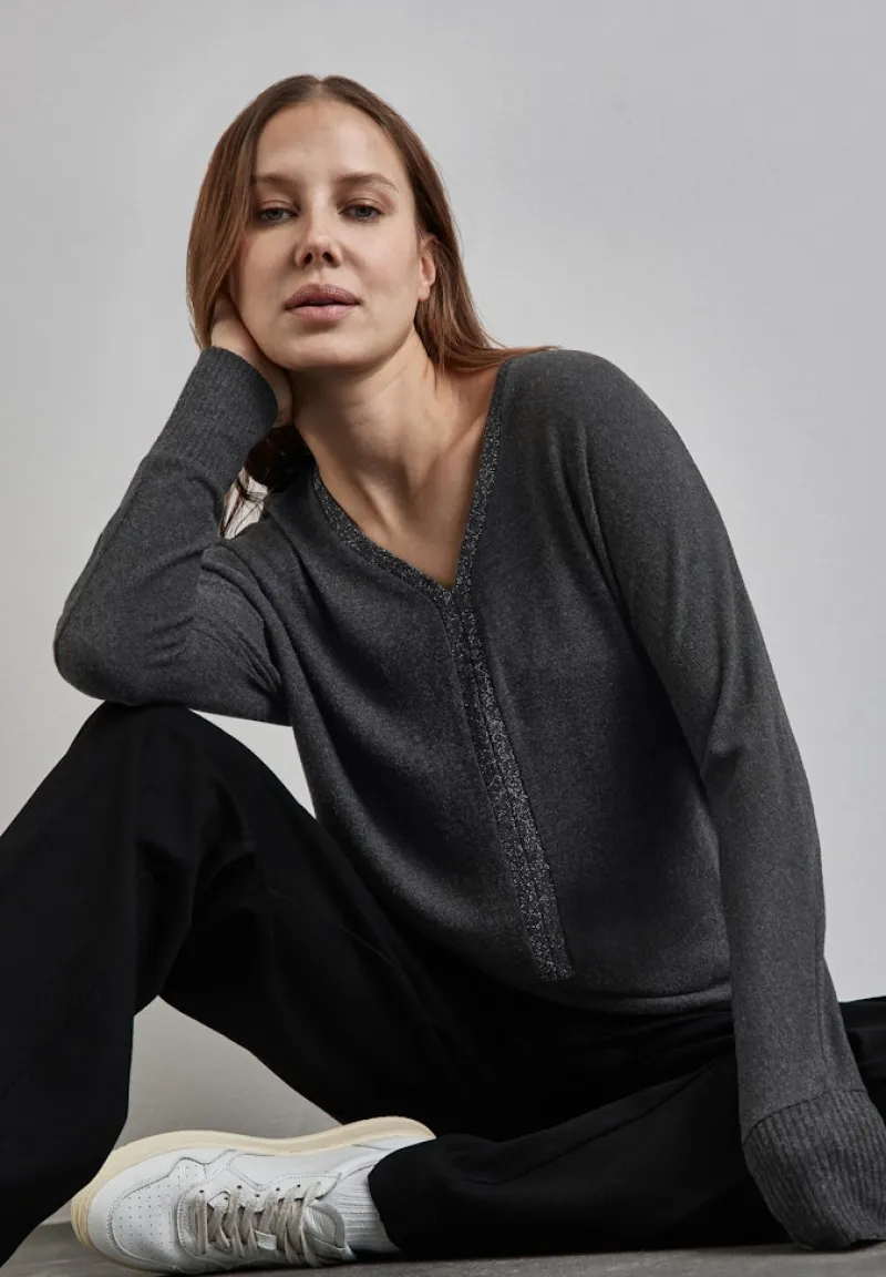 Street One Shirts*Shirt mit Glitzer-Details anthracite melange