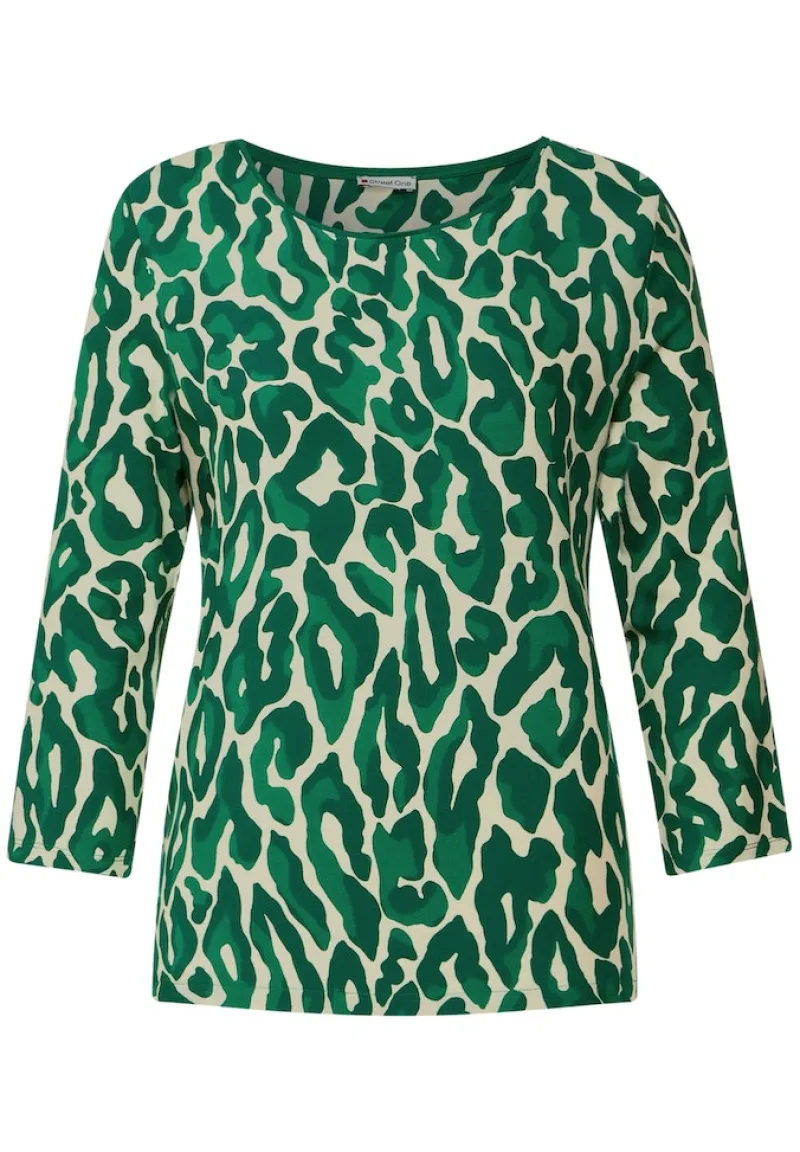 Street One Shirts*Shirt mit Leo Print dark brisk green