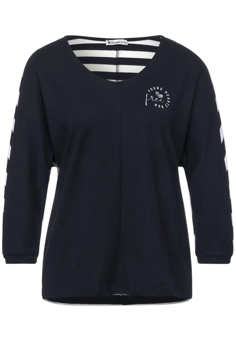 Street One Shirts*Shirt mit Partprint dark vintage blue