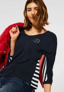 Street One Shirts*Shirt mit Partprint dark vintage blue