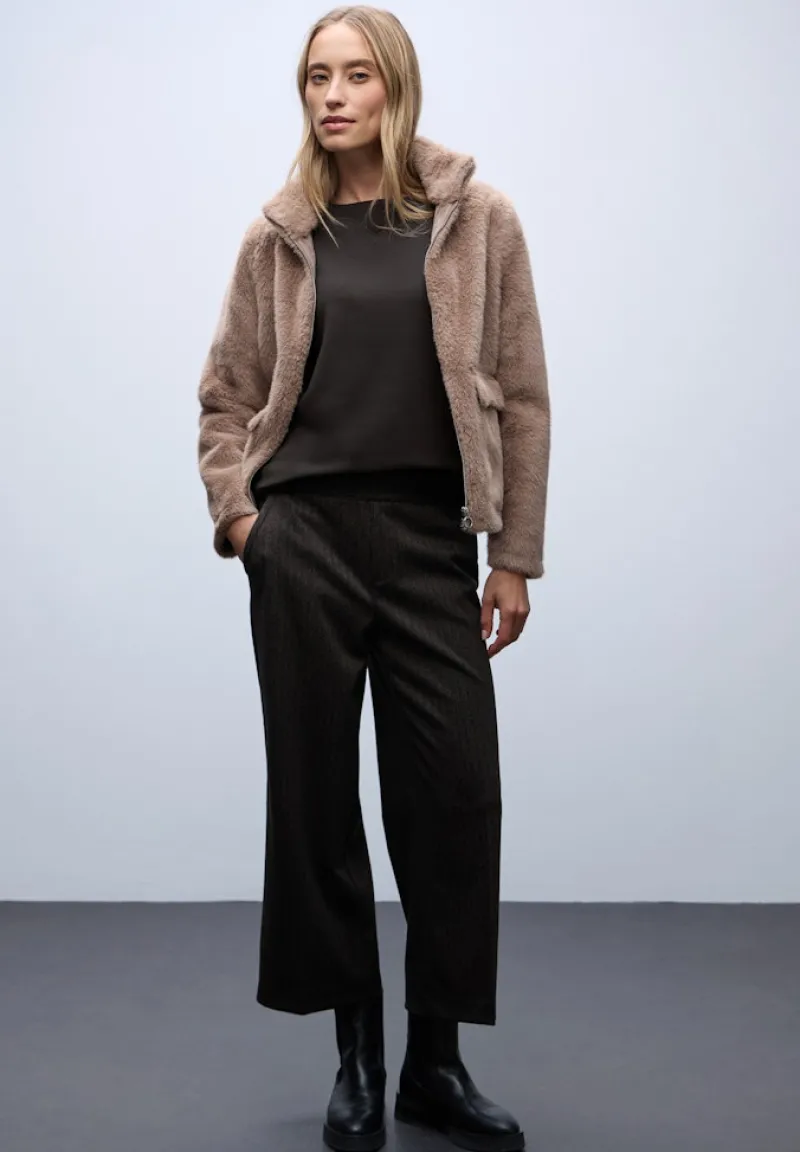 Street One Pullover & Sweatshirts*Shirt mit Ripp-Detail darkest brown mel.