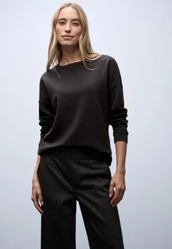 Street One Pullover & Sweatshirts*Shirt mit Ripp-Detail darkest brown mel.