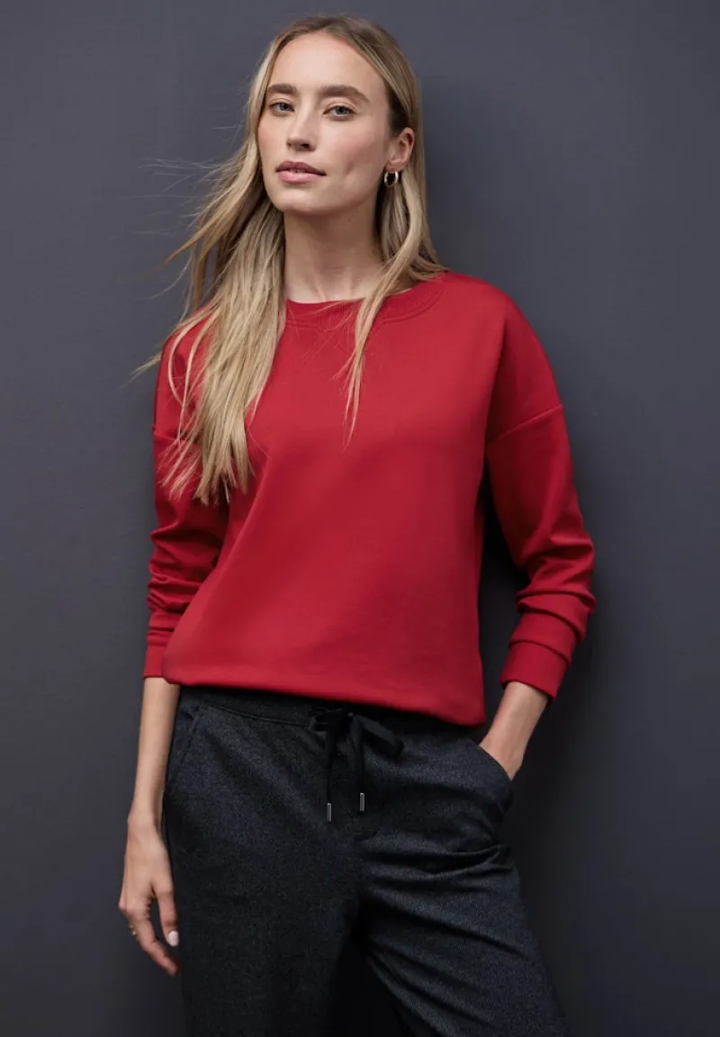 Street One Pullover & Sweatshirts*Shirt mit Ripp-Detail racing red mel.