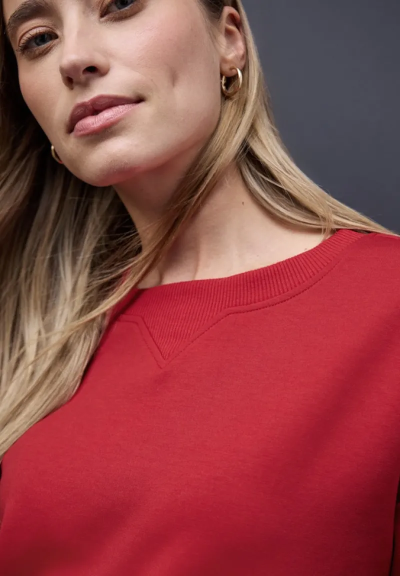 Street One Pullover & Sweatshirts*Shirt mit Ripp-Detail racing red mel.