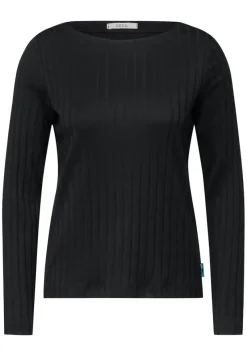 Cecil Shirts*Shirt mit Rippstruktur Black