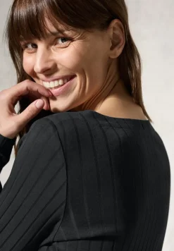 Cecil Shirts*Shirt mit Rippstruktur Black