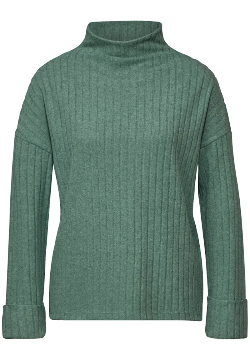 Street One Pullover & Sweatshirts*Shirt mit Rippstruktur sunlit green mel.