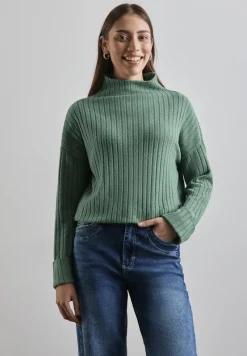 Street One Pullover & Sweatshirts*Shirt mit Rippstruktur sunlit green mel.