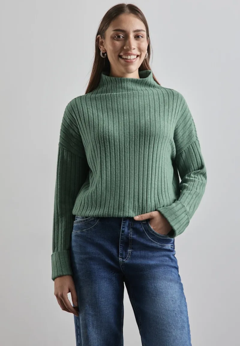 Street One Pullover & Sweatshirts*Shirt mit Rippstruktur sunlit green mel.