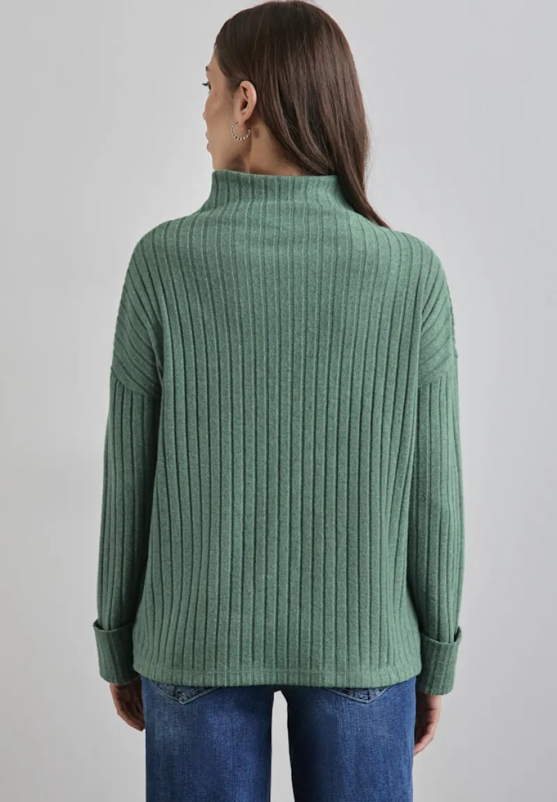 Street One Pullover & Sweatshirts*Shirt mit Rippstruktur sunlit green mel.