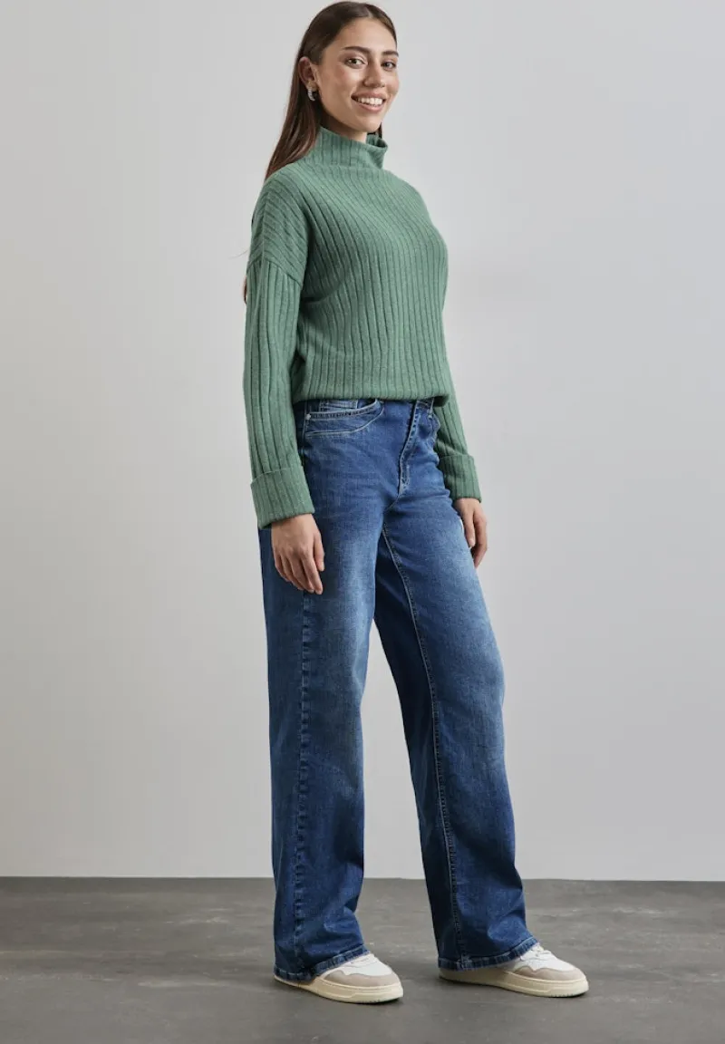 Street One Pullover & Sweatshirts*Shirt mit Rippstruktur sunlit green mel.