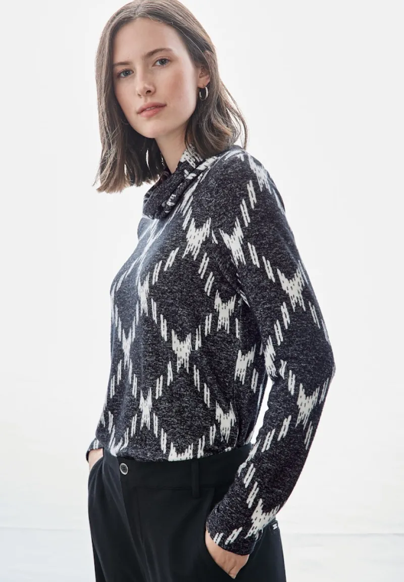 Street One Shirts*Shirt mit Rollkragen Black