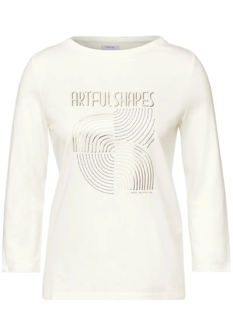 Cecil Shirts*Shirt mit Schimmer-Print vanilla white