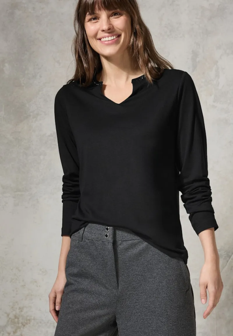 Cecil Shirts*Shirt mit Schmucksteinchen Black