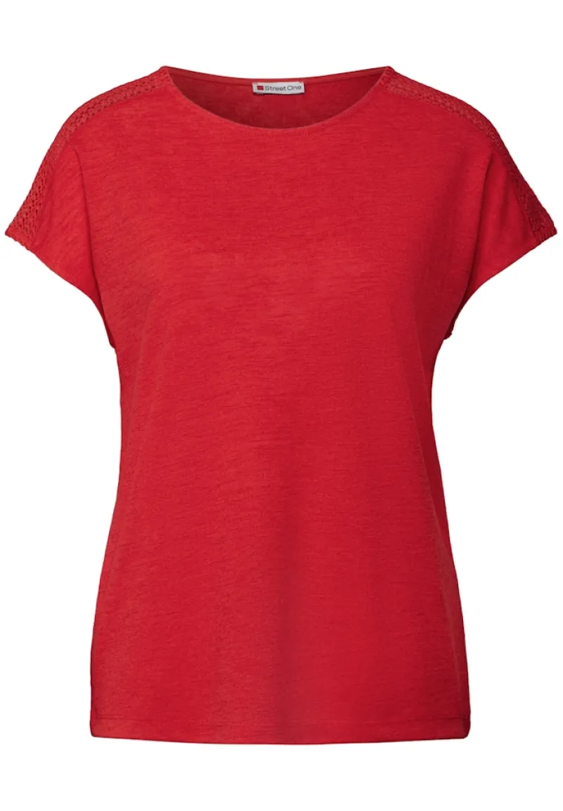 Street One Shirts*Shirt mit Spitzendetail glory red
