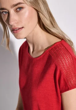 Street One Shirts*Shirt mit Spitzendetail glory red