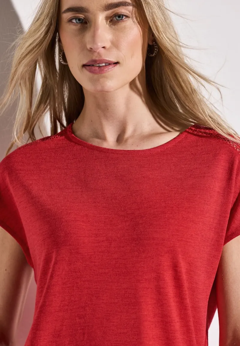 Street One Shirts*Shirt mit Spitzendetail glory red