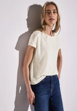 Street One Shirts*Shirt mit Spitzendetail off white