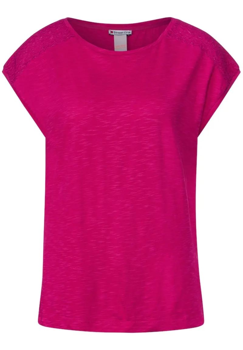 Street One Shirts*Shirt mit Spitzeneinsatz nu pink