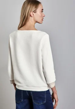 Street One Shirts*Shirt mit Streifen-Bündchen off white