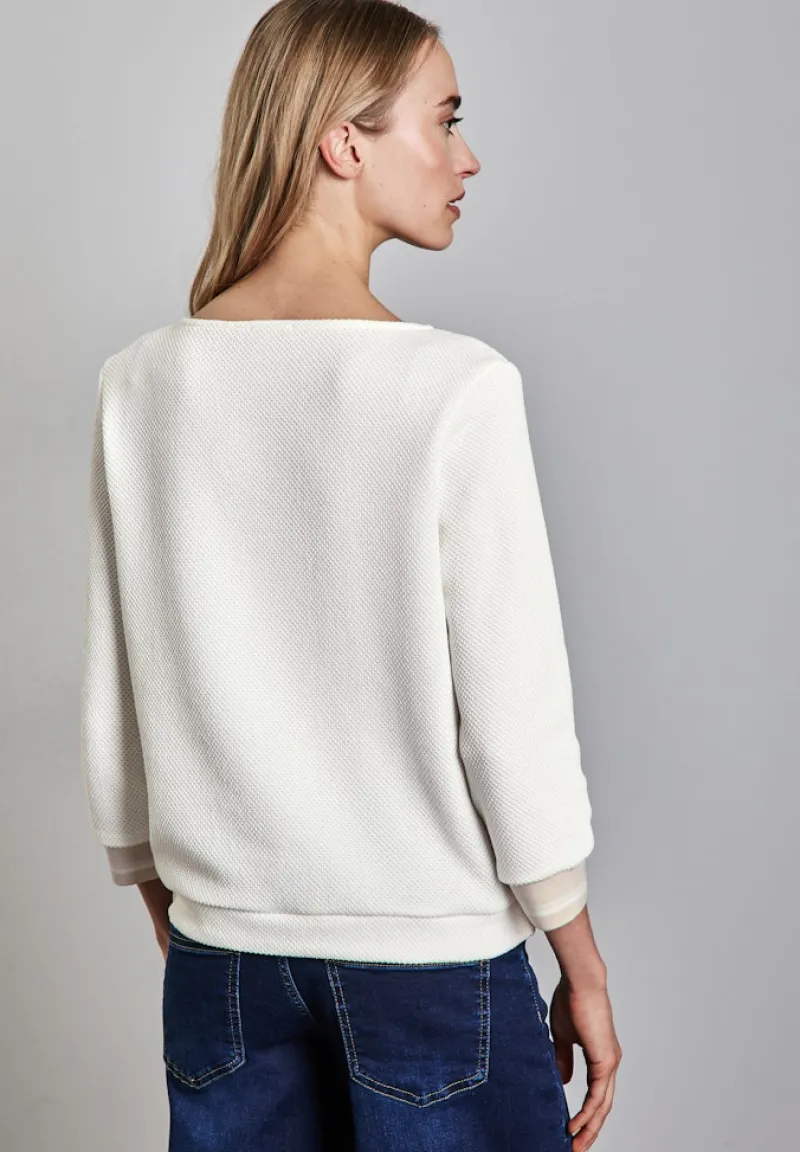 Street One Shirts*Shirt mit Streifen-Bündchen off white