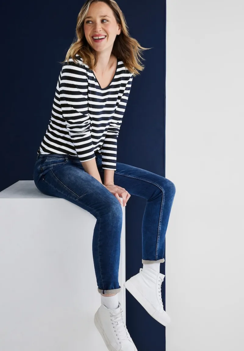 Street One Shirts*Shirt mit Streifenmuster deep blue