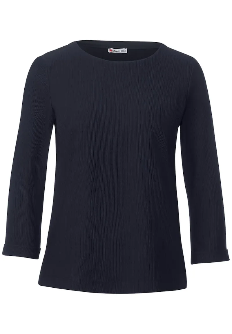 Street One Shirts*Shirt mit Streifenstruktur deep blue