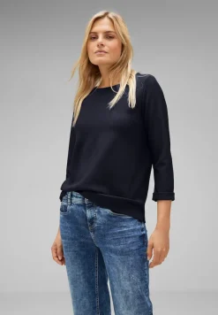 Street One Shirts*Shirt mit Streifenstruktur deep blue