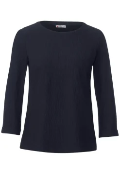 Street One Shirts*Shirt mit Streifenstruktur deep blue