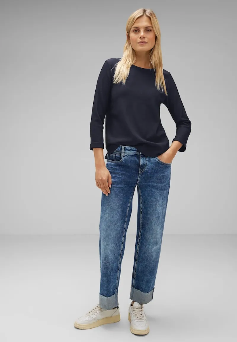 Street One Shirts*Shirt mit Streifenstruktur deep blue