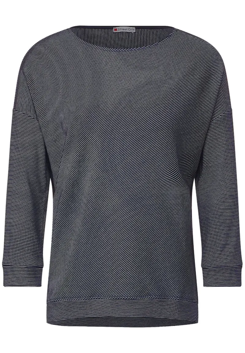 Street One Shirts*Shirt mit Streifenstruktur deep blue