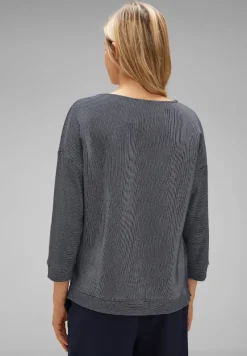 Street One Shirts*Shirt mit Streifenstruktur deep blue