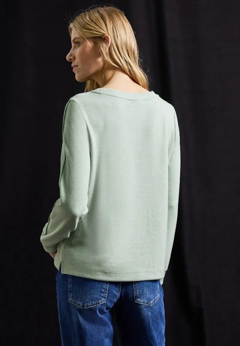 Street One Pullover & Sweatshirts*Shirt mit Tape Details serene green mel.