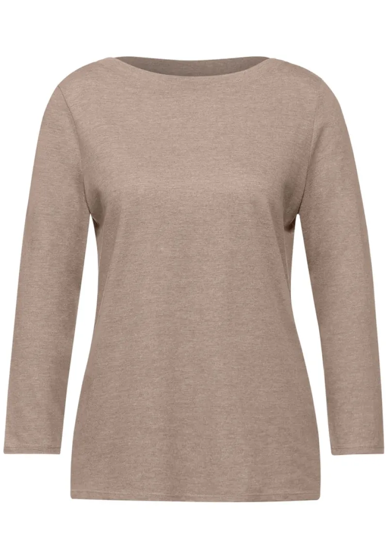 Street One Shirts*Shirt mit U-Boot Ausschnitt mocca sand melange