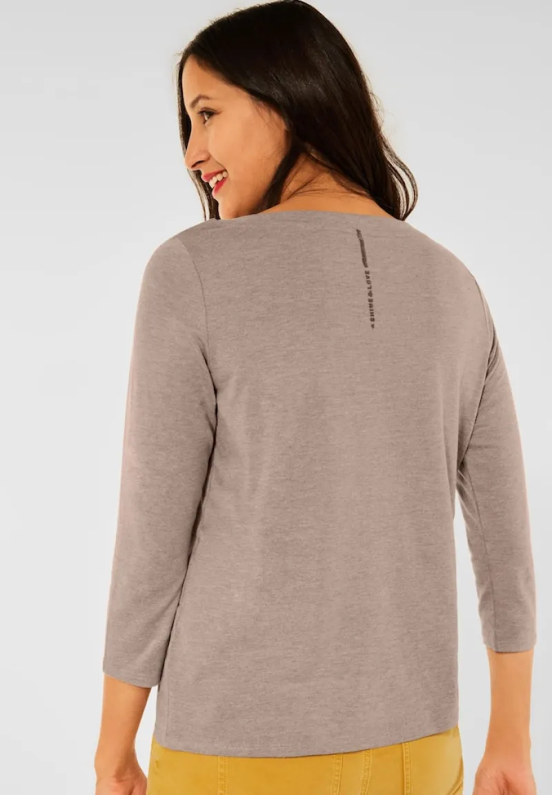 Street One Shirts*Shirt mit U-Boot Ausschnitt mocca sand melange