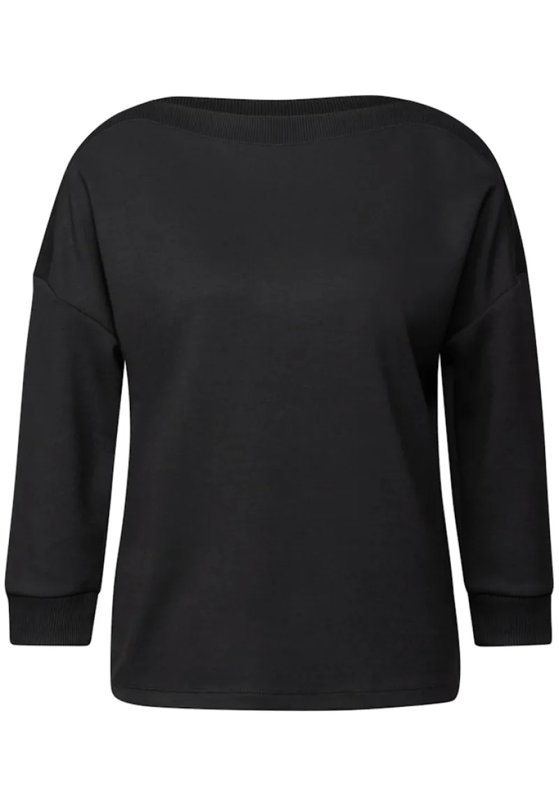Street One Shirts*Shirt mit U-Boot-Ausschnitt Black