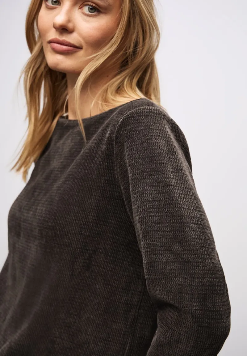 Street One Shirts*Shirt mit U-Boot-Ausschnitt deep roast brown