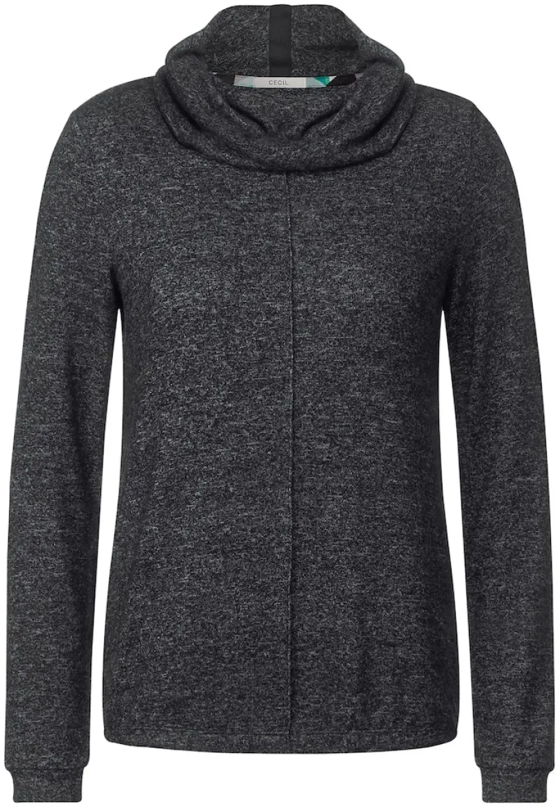 Cecil Shirts*Shirt mit Volumenkragen black melange