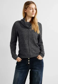 Cecil Shirts*Shirt mit Volumenkragen black melange