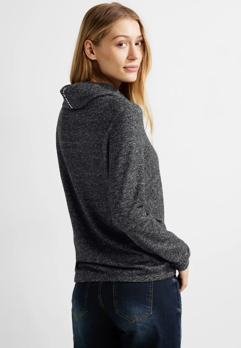 Cecil Shirts*Shirt mit Volumenkragen black melange