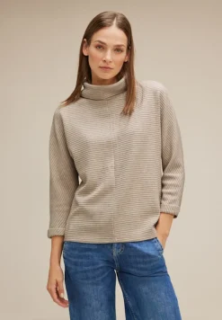 Street One Pullover & Sweatshirts*Shirt mit Volumenkragen spring sand melange