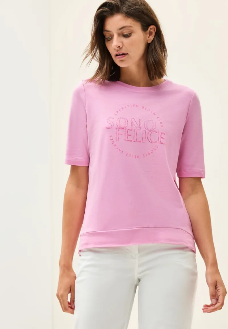 Cecil Shirts*Shirt mit Wording Artwork cherry blossom pink