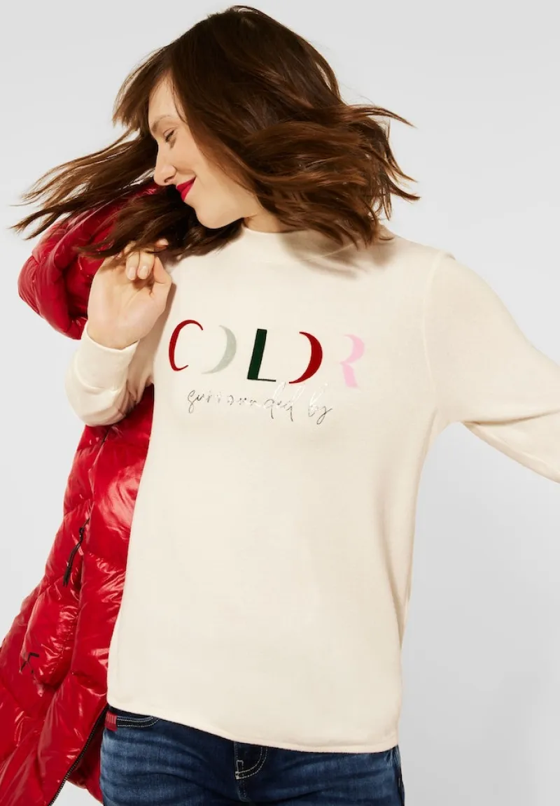 Street One Shirts*Shirt mit Wording Print cosy white